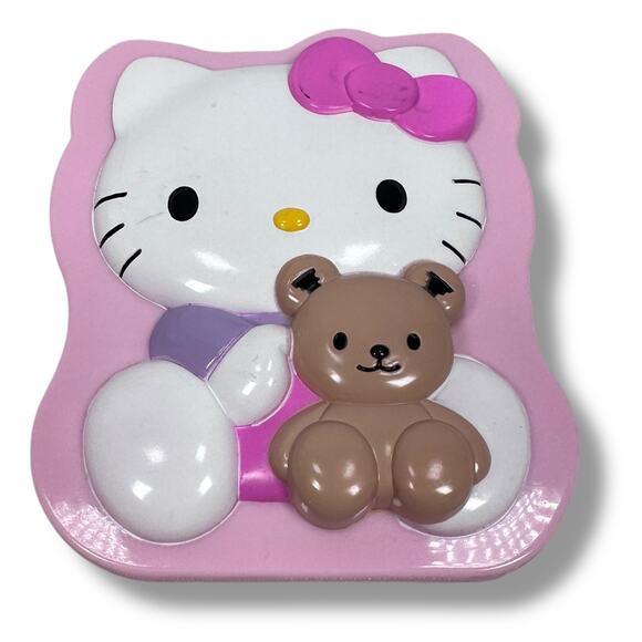Vintage Sanrio Hello Kitty Compact Mirror w/ Comb Teddy Bare Pink 2006 Y2K Rare - Picture 1 of 6